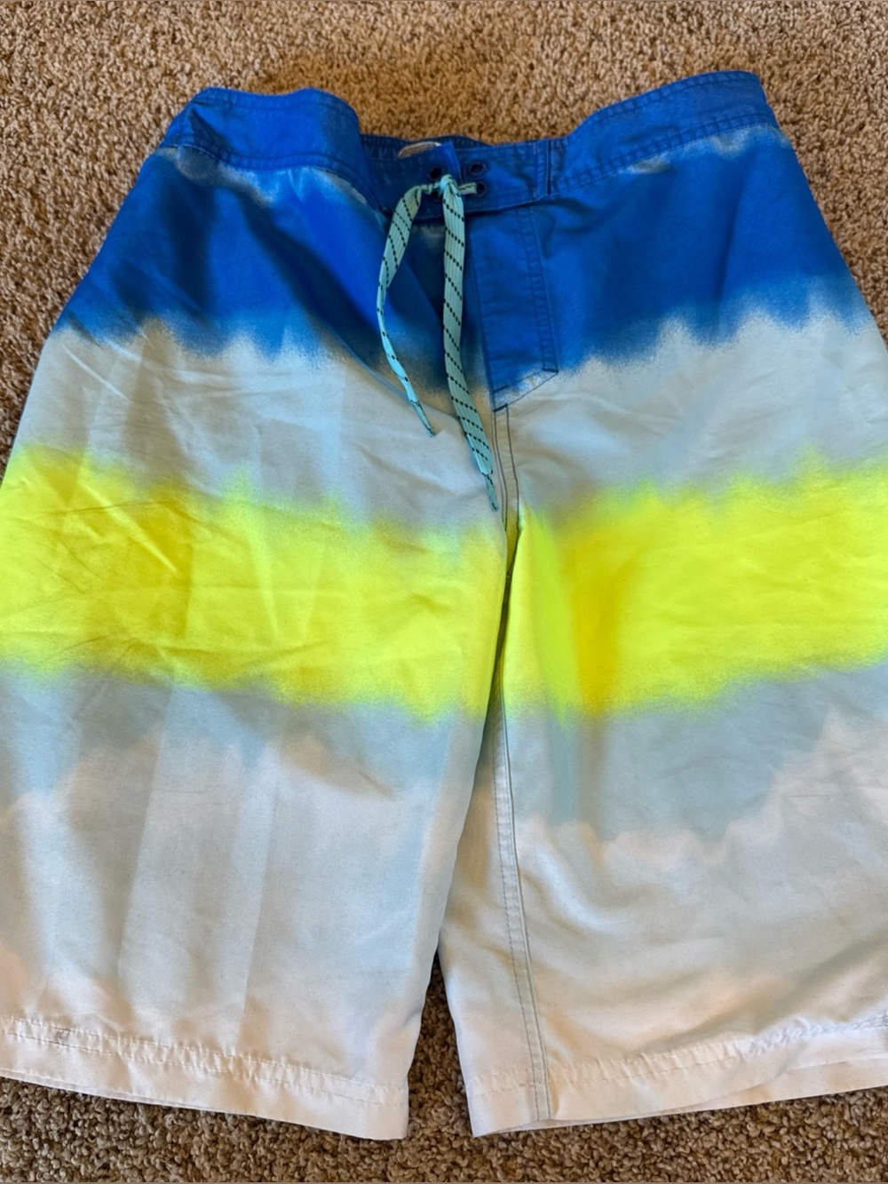 Boys Under Armour Blue and Yellow Swim Shorts Trunks Youth XL